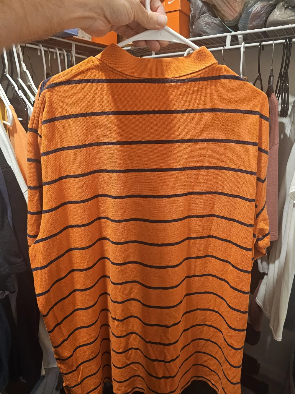 Size XXL - Ralph Lauren Orange Polo with Navy Stripes